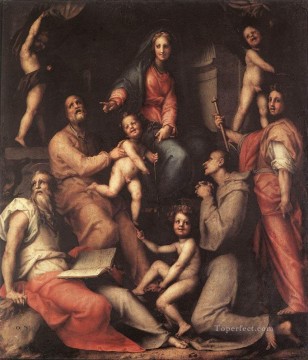  Saints Canvas - Madonna And Child With Saints portraitist Florentine Mannerism Jacopo da Pontormo